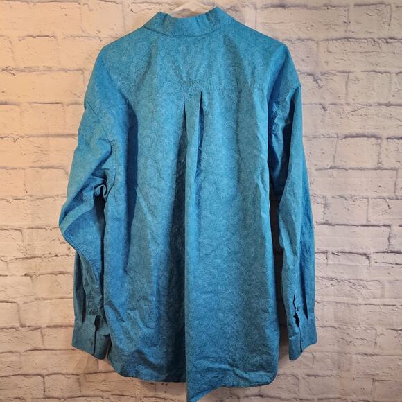 Ariat Button Up Shirt Mens XL Blue Paisley Print Long Sleeve Cotton Cowboy - Picture 4 of 7